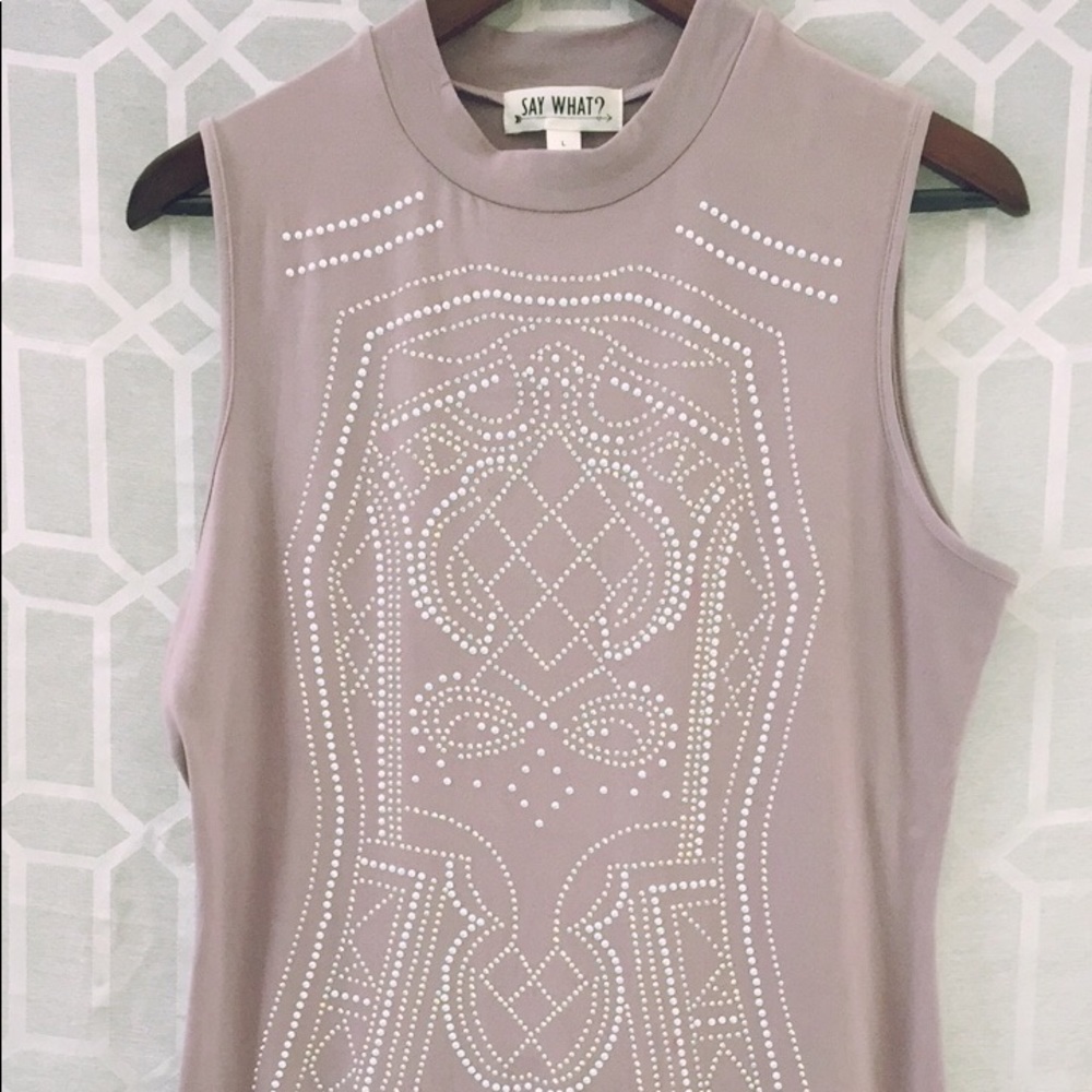 Purple bedazzled sleeveless mini dress